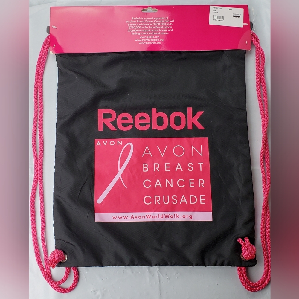 Reebok Avon Breast Cancer Crusade Shoulder Drawstring Backpack Gym Bag - NWT